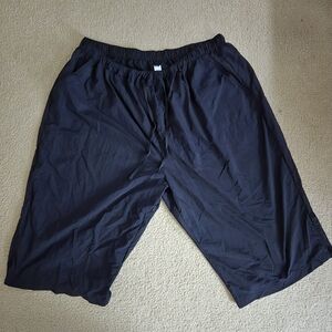 Black Drawstring Taslon Plus Size Swim Capri